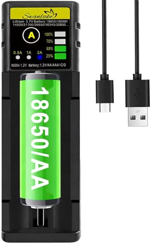 Swanlake 18650 Battery Charger AA Battery Fast Charger for 3.7V Lithium ion 18650 18500 14500 21700 17500 16340 26650 20700 Batteries and 1.2V Ni-MH/Ni-Cd AA AAA C Battery(no Battery)