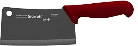 Starrett Coltello da cuoco BKR509-6 largo rettangolare da 150 mm, lama professionale da cucina – manico rosso ultra affilato per verdure e carne