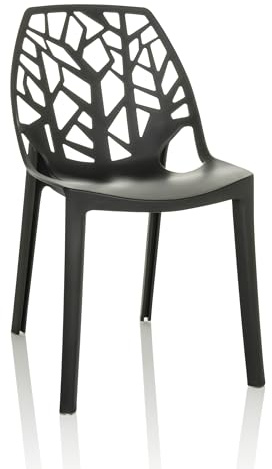 hjh OFFICE Schalenstuhl Gartenstuhl ARTIFO TRI Kunststoff Esszimmerstuhl Indoor und Outdoor, stapelbar, 729447 Schwarz