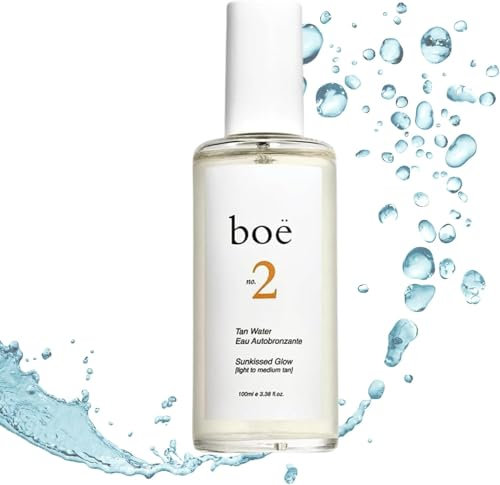 Boë No.2 Self Tanning Water – Fast-Drying, Streak-Free Spray Tan Mist for a Natural-Looking Gradual Self Tan – Hydrating, Improves Elasticity & Smoothness – Fragrance-Free, Sensitive Skin Safe, 100mL