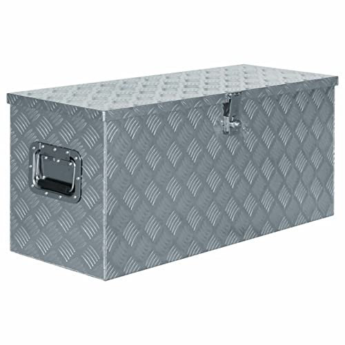 BaraSh Aluminiumkiste 90,5×35×40 cm Silbern Aluminium-Werkzeugkiste Aufbewahrung AutoanhäNger ZubehöR