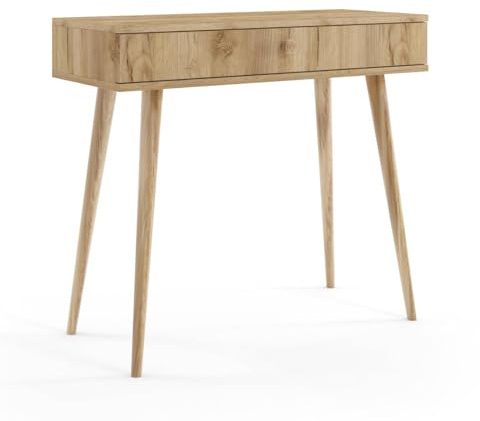BETTSO - IKON Schminktisch, Beistelltisch, Kommode, Sideboard, Konsolentisch, Sideboard Wohnzimmer, Schlafzimmer Möbel, Wohnzimmer Möbel - Tisch, Kommode mit Schublade - Handwerk Eiche