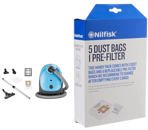 Nilfisk Aspiradora One para Suelos y Alfombras - Aspirador de Trineo Potente & 30050002 Bolsas Aspirador, Poliéster, Blanco