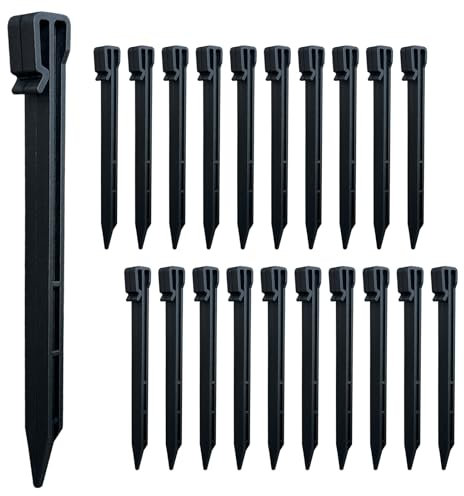 Hopelit 20 Stück Erdnagel, Rasenkante Kunststoff Robust 25cm, Heringe Stabil für Weiche Böden in Rasenflächen, Perlschlauch, Camping - Grün