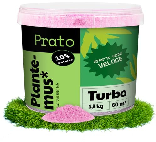 PLANTEMUS Abono Césped Efecto Verde Turbo - Visible 2-4 Días, Verde Intenso 7-9 Días, Fertilizante Nitrogenado, Perfecto Eventos, Tecnología Alemana, 1.8 KG, 60 m²