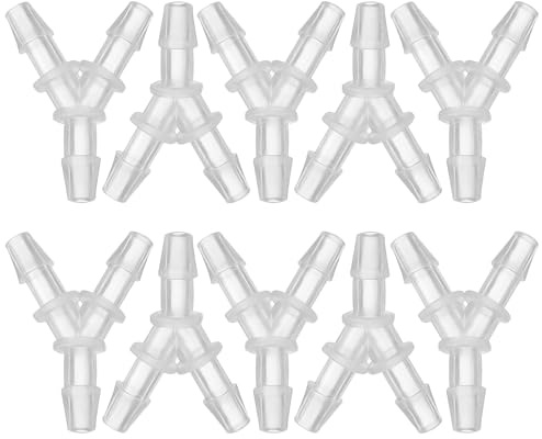 PATIKIL Raccordi Portagomma Plastica 1/8 Trasparente 10Pz | Raccordo Y Uguale Forma Giunto 3 Vie Adattatore Unione Incrocio Diviso per Tubi Aria Acqua Carburante Gas Liquido