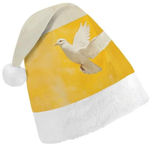 JKLQWH Weihnachtsmütze, Weihnachtsmütze, Partyhut mit weißer Taube fliegt von Weihnachtsmannmütze für Erwachsene, Uni, klassische Weihnachtsmannmütze, extra dick, Weihnachtsmütze, Wintermütze,