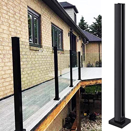 Sistema di ringhiere in vetro nero con morsetto in vetro per doccia, per esterni, patio, piscina, recinzione, pannello, guardrail post 55 cm 155 cm di altezza (palo centrale)