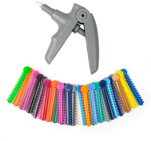 OFFCUP Pistolet Ligature Orthodontiques, Kit de Ligature Orthodontique avec 40pcs Liens de Ligature Orthodontique Caoutchouc, Pratique Outils pour Orale Orthodontie Ligature (Gris)