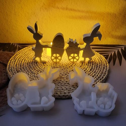 2 Stück Silikonformen Gießformen Ostern, Silikonform Ostern Silikon Gießform Osternhase Epoxidharz Formen 3D Kaninchen Silikonform Seifenform Kerzenform Fondant Schokoladenform Für Handwerk