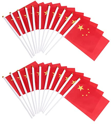 BESPORTBLE 50 Stück Kleine China Handflaggen Aus Polyester Tragbar Und Langlebig National Dekorative Kleiner Fahnen Für Garten Terrasse Und Innenbereich