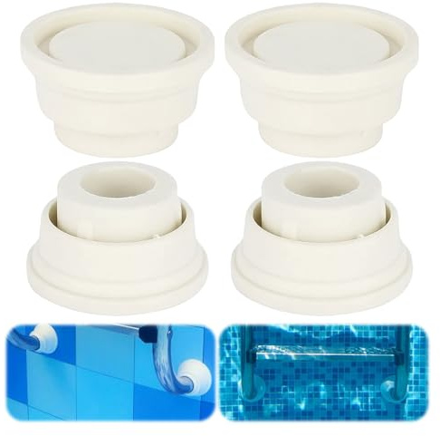 SUNOYA Lot de 4 tampons en caoutchouc pour échelle de piscine, protection pare-chocs, blanc, caoutchouc, 6*3,3cm