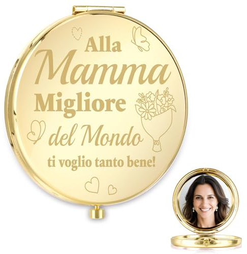 DPKOW Gold Geschenk für die Mutter, Italienischer Taschenspiegel für Frauen, Geschenk Frau, Geburtstagsgeschenk für die Frau