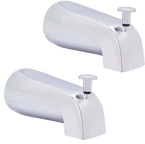 Westbrass E531D-1F-2-26 5-1/4 Reach Wall Mount Tub Spout with Front Diverter, Chrome (2-Pack)