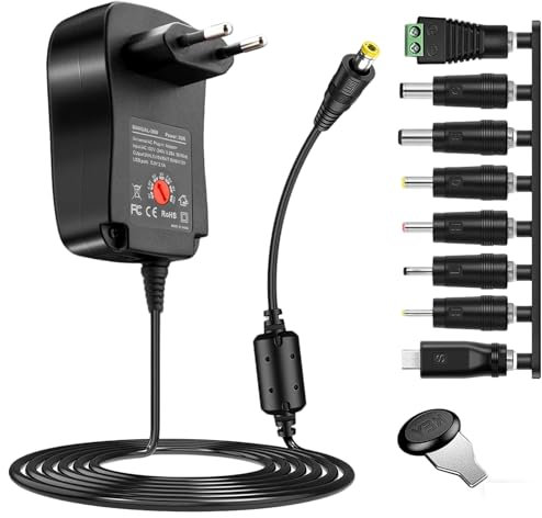 AC/DC Adattatore 12V 1.2A 12W Adattatore di Alimentazione Universale da CA a CC 3V, 4.5V, 5V, 6V, 7.5V, 9V, 12V con 8 Connettori DC Caricatore Trasformatore per Monitor Alimentatore