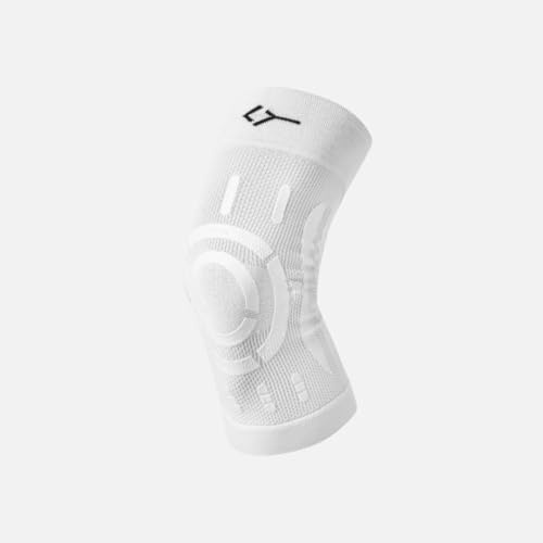 FLOKY Knee Support Rodillera Biomecánica Multisport Estabiliza Rodilla y Rótula Protege ligamentos y tendón rotuliano.Soporte articular.Reduce traumas e infecciones. (Blanco, M/L, Derecha)
