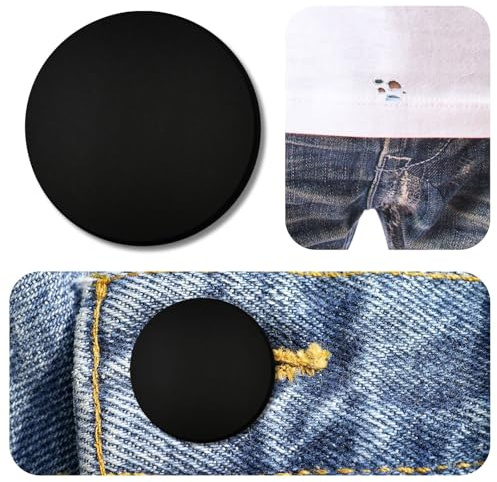 PEARLY JUN Button Covers für Frauen Männer, schwarz große 6pcs Silikon verhindern Shirt Löcher für Jeans Buttons