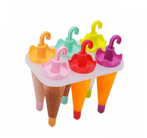 Luxshiny 6 Piezas Molde Para Helado De Plástico Reutilizable Forma De Paraguas Unidades Para Hacer Helados Caseros Verano Fácil De Usar