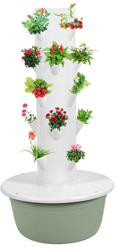 Kit de sistema de cultivo hidropónico de 20/28 agujeros, torre de jardín hidropónica con sistema de bomba, torre de jardín hidropónica vertical interior de 5/7 capas para hierbas, frutas y verduras