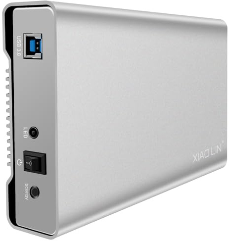 XIAO LIN HDD Hard Case 3,5  SATA USB3.0, Carcasa de Disco Duro Externa de Aluminio con Soporte UASP 20 TB, Adaptador de Corriente 12V / 2A Incluido
