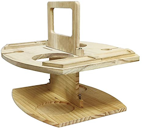 Oxtxuzdm Outdoor Portable Folding Picnic Table With Glass Holder Wine Bottle Storage Rack Stand Top Handle Detachable Wooden Fruit Desk Tray Portable Folding Picnic Table