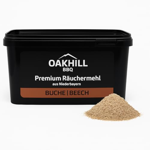 OAKHILL BBQ Räuchermehl Buche, im praktischen wiederverschliessbaren 5,5 Liter Eimer. Zum Heiß- und Kalträuchern, Smoken, von Fleisch, Fisch, Geflügel, Wild, Käse und Gemüse.