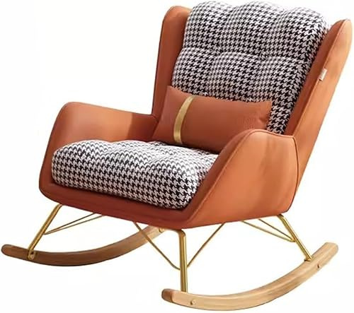 Fauteuil à bascule avec support lombaire - Large siège rembourré - Chaise longue pour salon - Couleur marron - Canapé de loisirs élégant