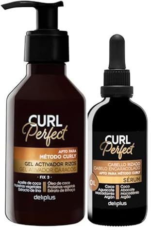 Curl Perfect Set mit 1 Serum (100 ml) + 1 Locken-Aktivator Gel (200 ml) [Kokosnuss, Avocado, Argan, Macadamia...]