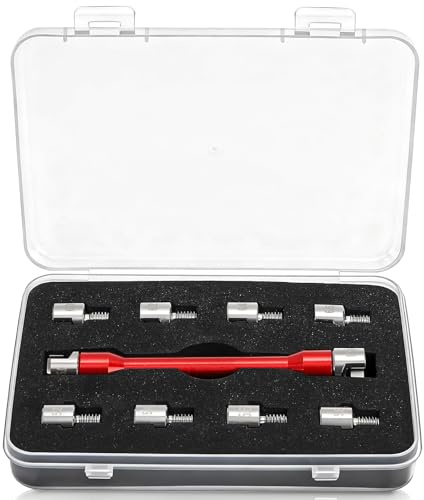 Acshio Motorcycle Spoke Wrench, 5.0-6.8 mm Universal Dirt Bike Wheel Rim Spoke Wrench, Heavy Duty Wheel Spanner Kit Repair Tool Set for Most Motorbike (10 Size Interchangeable Ends)