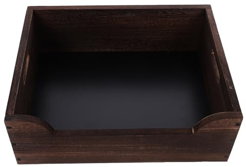 GLEAVI Large Solid Wood Cat Litter Box with High Sides 17.68X12.58X6.13In Open Design Wood Cat Pan for Indoor Use Brown Wooden Suitable for Kittens