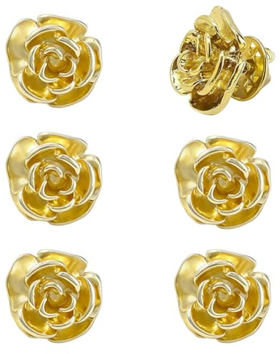 SUPERFINDINGS 6 Broches De Plaqué Plat À Fleurs Florales Pour Revers Épingles À Broche Alliage 3D Boutonnière Corsage Pour Chapeau Sac Costume Mariage Anniversaire Anniversaire