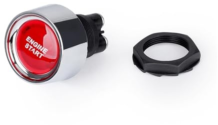 Interruttore di accensione dell'auto Pulsante di avviamento del motore dell'auto 50A Interruttore senza chiave DC 12V/24V Pulsante avviamento piccolo da corsa Interruttori di accensione(Red)