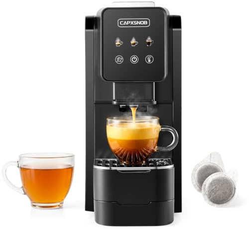 Casabar1 Machine à Café Dosettes E.S.E. 44mm, Écran Tactile, 4 Boissons | Pompe Italienne 19 Bars, Pré-Infusion, Temp. & Volume Réglables, Bypass Americano, Expresso Compact pour Maison & Bureau