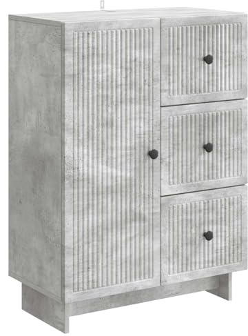 mtlskopl Sideboard in moderner Beton-Optik – Kommode mit 3 Schubladen und Tür, Anrichte aus robustem Holzwerkstoff für Wohnzimmer oder Flur, Stauraumschrank, 66 x 34,5 x 90 cm