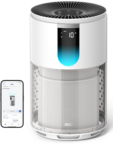 DREO Luftreiniger Allergiker 539S mit 3-in-1 HEPA Filter | Air Purifier, Luftfilter Wohnung & Raucherzimmer, 269 m³/h CADR, 18 dB, PM2,5-Sensor, AQI-Display, Auto-Modus, WLAN/Alexa