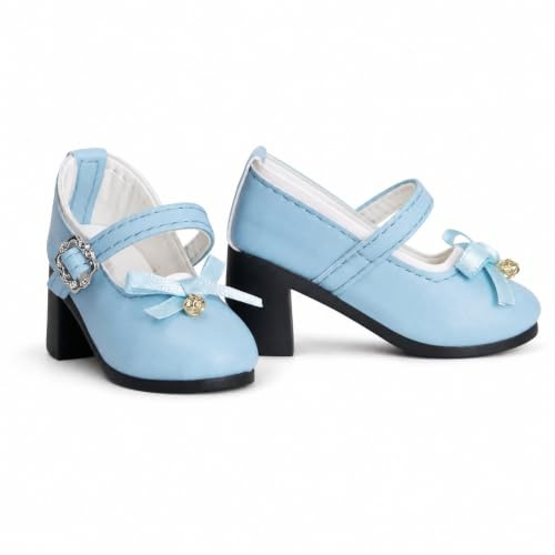 KiBcsLic Bjd Puppenschuhe hochwertig Riemchenschuhe mit Schleife Puppenschuhe klassisch Riemchenschuhe für Puppensammler , Blau