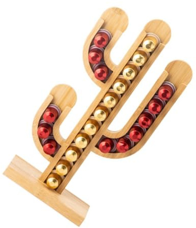 USHOBE Support à Capsules de Café Rangement Gain de Place Forme Cactus Créatif en Bambou Fond Plat et Lisse pour Bureau et Maison