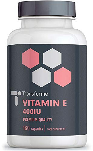 Transforme Vitamin E Capsules 400iu, 180 High Absorption Softgels for Skin, Eyes & Immune System, 6 Month Supply, Gluten Free, UK Made
