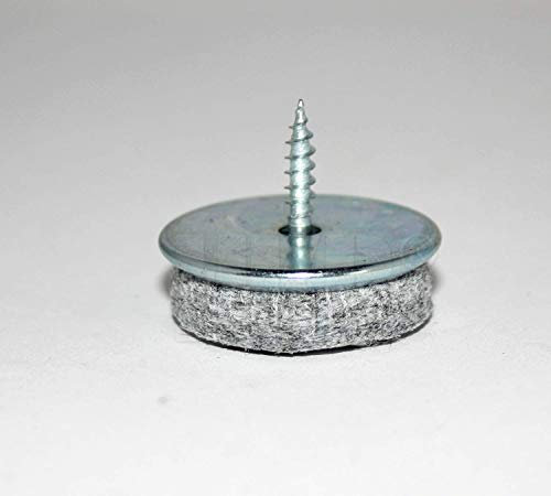 HKB ® 64 Stück Filzgleiter zum Schrauben, Ø 20mm, Stahl verzinkt mit 5mm starkem, grauem Filz in Metallsockel, strapazierfähig, stabil und langlebig, Hersteller HKB, Artikelnr. 51310