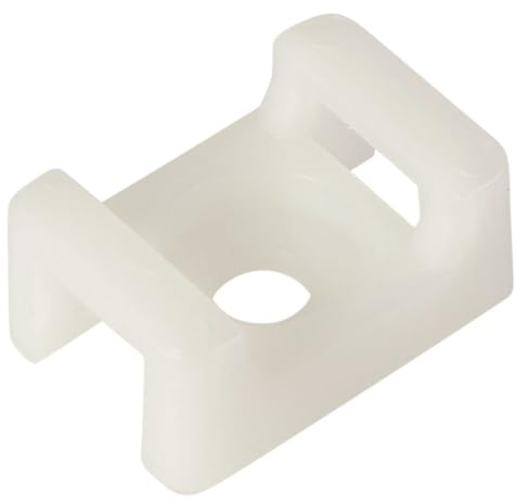 GTSE 100 Pack of White/Natural Screw Mount Cable Tie Bases - Cable Ties up to 9mm Wide - 5mm (M5) Screw Hole - Saddle Mount Cable Tie Fixings… | Saddle Type Zip Tie Anchors for Secure Screw-Mount Cable Routing - Nylon Mounting Base for Wire & Cable Bundling