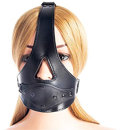MFMYEE BDSM Bondage leather mask penis plug detachable mask,Schwarz Fetisch Bondage Penis Knebel bdsm maske