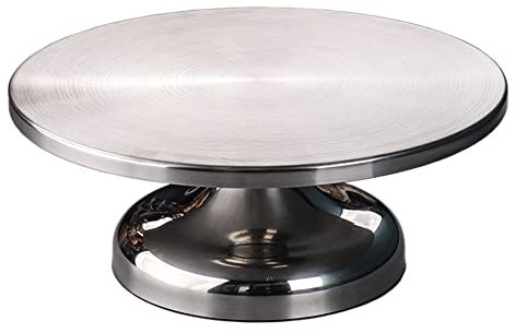 Alzata girevole in acciaio inox per torta girevole da 30 cm con cuscinetto liscio e fondo in silicone antiscivolo per torte, decorazione cupcake