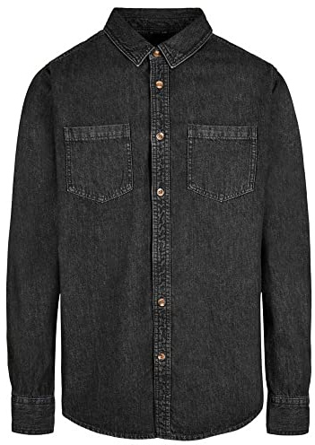 Build Your Brand Camiseta de Mezclilla para Hombre, Color Negro, Talla XXL, Negro Lavado, XXL