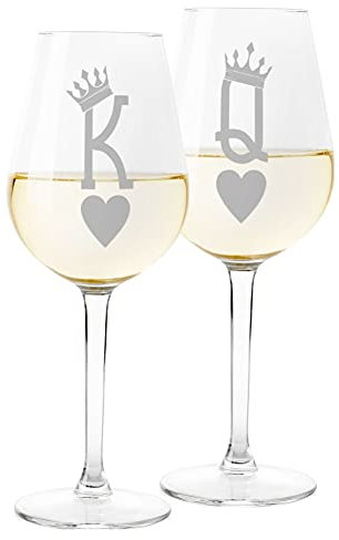 Colorfamily Coppia Calici Set da 2 calici Vino Personalizzati Matrimonio Sposi Lui Lei - Bicchiere in Vetro 500 ml
