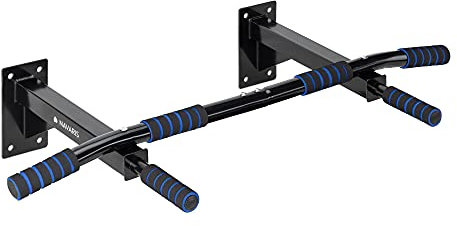 Navaris Klimmzugstange Stange für Wand - für Training und Kraftaufbau - aus langlebigem Edelstahl und Griffen aus Schaumstoff - max. 150 kg