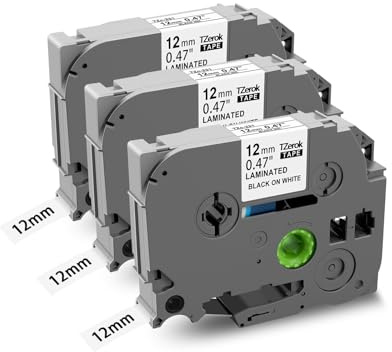 3x Kompatibel Brother TZe-231 Schriftband 12mm 0,47 Laminiert Weiß, Etikettenband für P-touch PT-H100LB H107B D400 E100 E200 D210 P300BT 1010 1230PC D600VP, Wasserfest Ölbeständig für Küche Büro