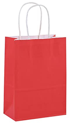 100 Stück Papiertragetasche, Kraftpapiertüten mit Henkel Geschenktüten Papier Kraftpapier Brottüten für Weihnachten Geburtstag Hochzeit Babyparty Erntedankfest Halloween Muttertag-14-15x8x21cm