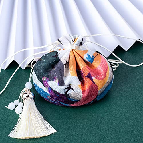 qbodp 4 Stück Bunte Duftsäckchen Säckchen Für Schubladen Und Schränke,Chinesische Traditionsbeutel,Geschenkbeutel Mit Kordelzug,Leerer Duftbeutel Mit Quaste