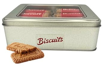 Lotus Caramelised Biscuit Gift - 48 Individually Wrapped for Coffee and Tea - Bundle with TinTastic Silver Refillable Tin