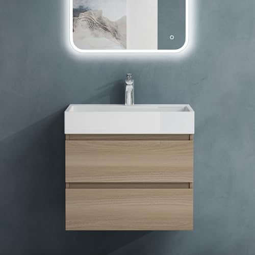 doporro Badmöbel-Set Unterschrank 60cm Waschbecken Ablaufgarnitur